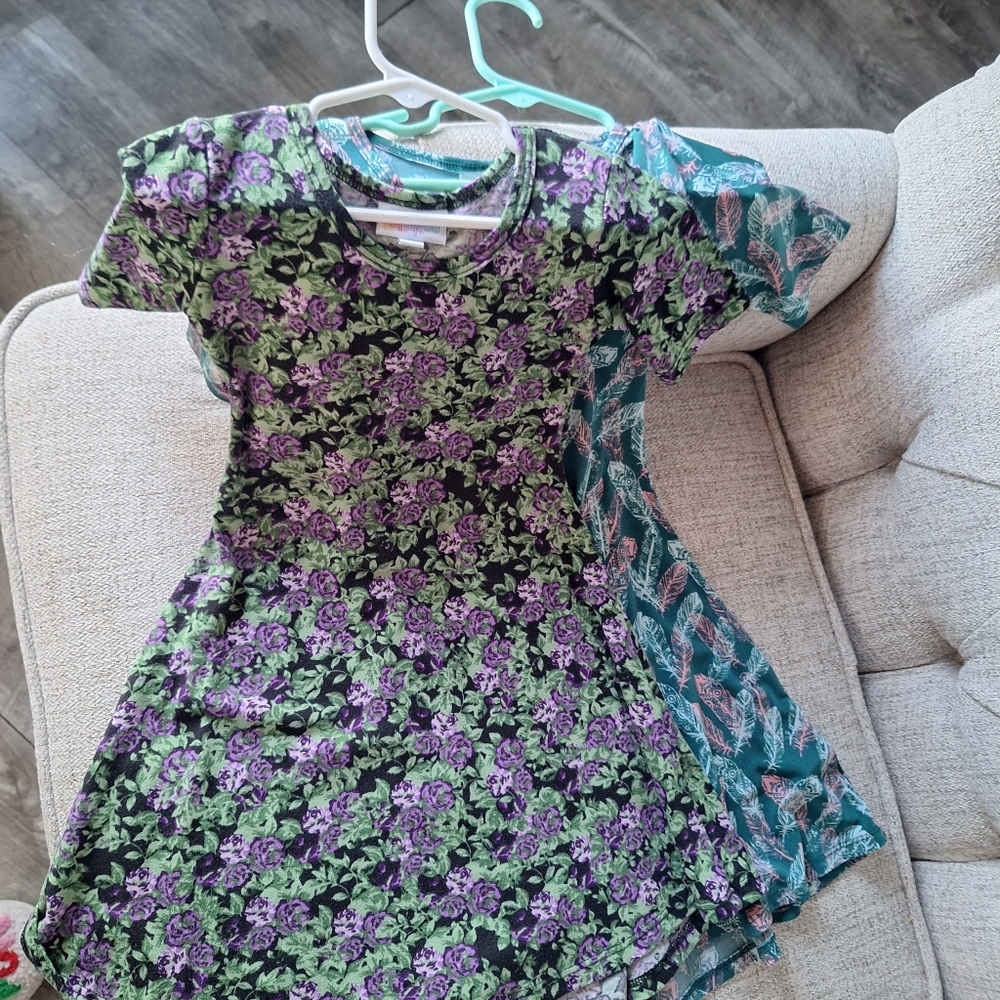 Lot Of 2 Lularoe girls Size 4 Adeline Fit And Flare Dresses